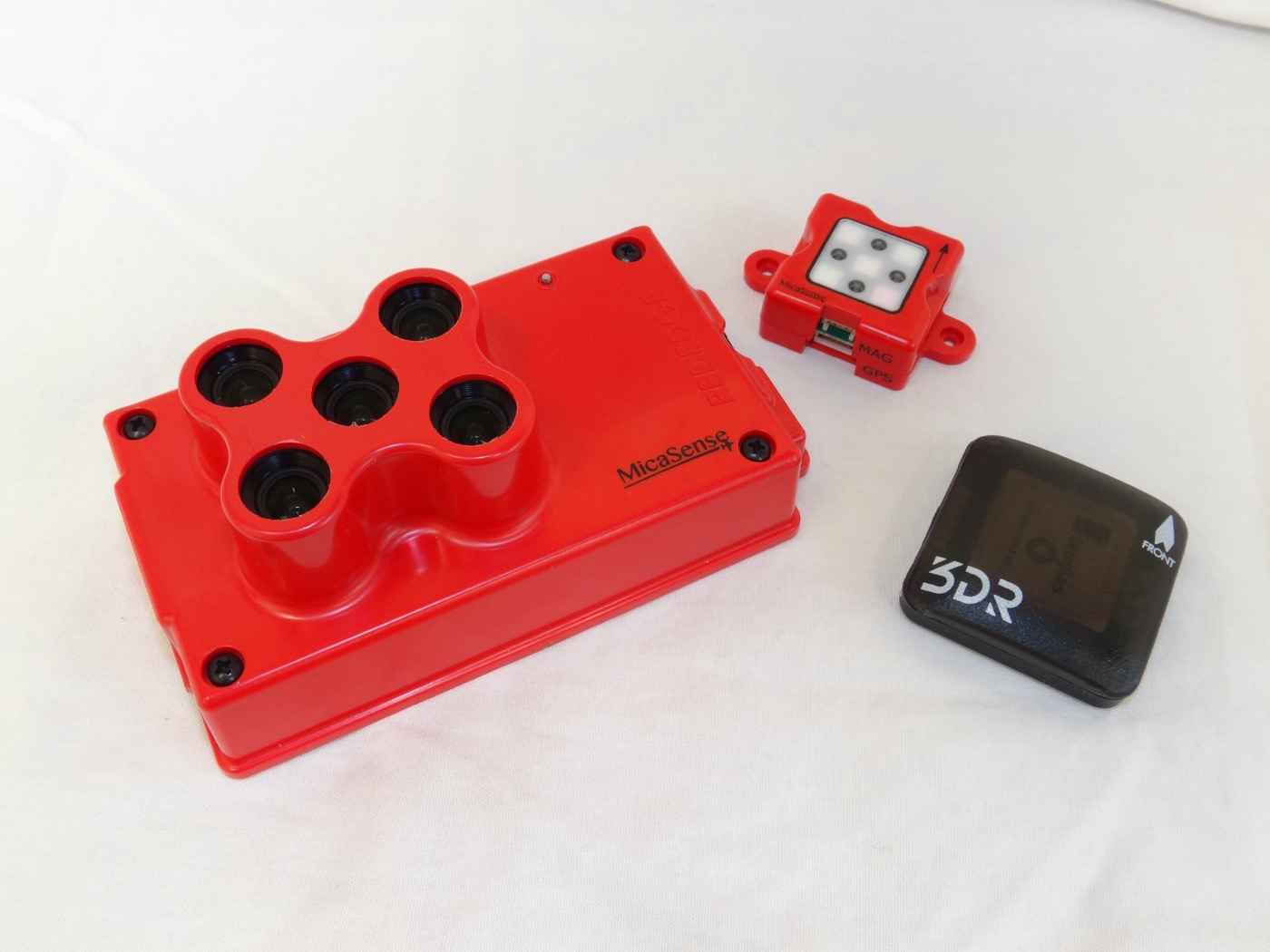 MicaSense RedEdge multispectral camera mounted on a small UAS